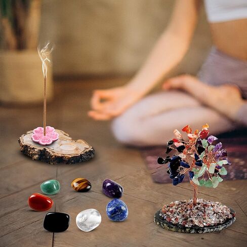 مجموعة الشفاء من حجر الشاكرا والكريستال من vuUUuv للتأمل، وتوازن الشاكرا أو الطقوس، والسيلينيت مع طاقة الشفاء التنظيفية (7 قطع + قطعتين) in Kuwait