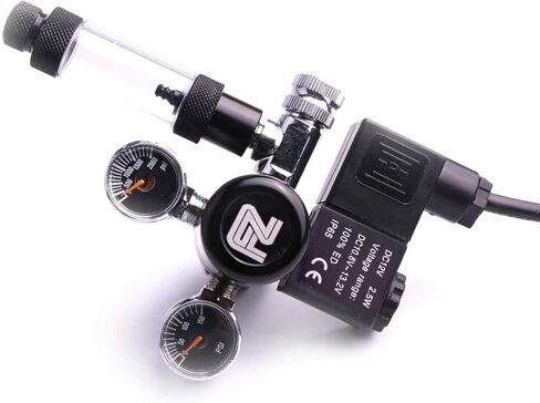 FZONE Aquarium CO2 Regulator AC Solenoid Mini Dual Gauge Display مع عداد الفقاعات وصمام فحص لأسطوانة CO2 القياسية الأمريكية CGA320 in Kuwait