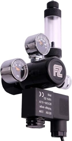 FZONE Aquarium CO2 Regulator AC Solenoid Mini Dual Gauge Display مع عداد الفقاعات وصمام فحص لأسطوانة CO2 القياسية الأمريكية CGA320 in Kuwait