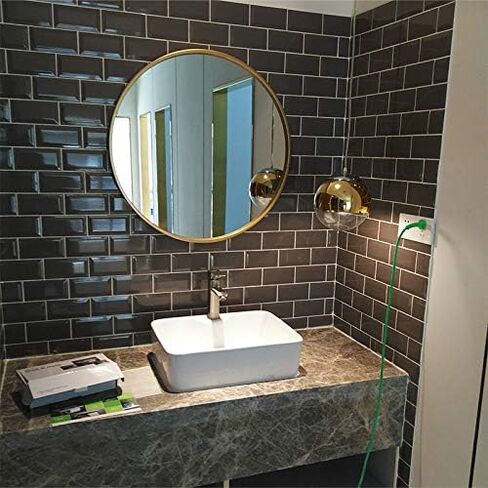 مراة دائرية تثبت على الحائط، مراة دائرية كبيرة لتزيين الحائط، مراة حائط باطار معدني كبير 23.6 انش، مراة زينة عصرية لغرفة المعيشة والحمام وغرفة النوم in Kuwait