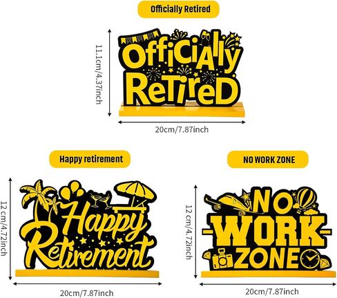 Frienda Retirement Party Decorations Happy Retirement Table Sign Officially Retired Table Centerpiece Black and Gold Sign Wooden Retirement Gifts for Happy Retirement Party Supplies, 3 Pieces in Saudi Arabia