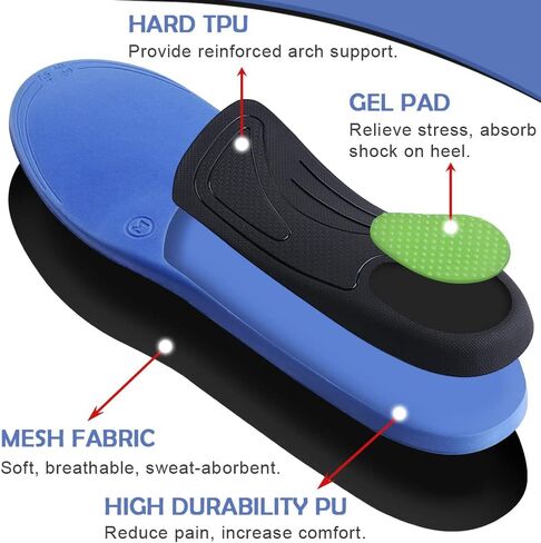 نعال التهاب اللفافة الأخمصية من Ailaka للرجال والنساء، حشوات تقويم العظام لدعم القوس العالي للأقدام المسطحة والتهاب المفاصل وآلام الكعب والتهاب الأوتار العرقوب، ونعال بديلة لتخفيف آلام القدم in Kuwait