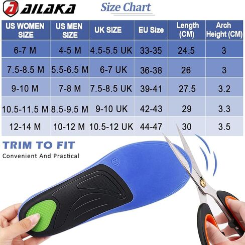 نعال التهاب اللفافة الأخمصية من Ailaka للرجال والنساء، حشوات تقويم العظام لدعم القوس العالي للأقدام المسطحة والتهاب المفاصل وآلام الكعب والتهاب الأوتار العرقوب، ونعال بديلة لتخفيف آلام القدم in Kuwait