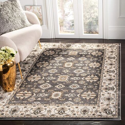 سجادة SAFAVIEH Lyndhurst Collection - 2'3" x 8'، رمادي وكريمي، تصميم شرقي تقليدي، لا يتساقط ويسهل العناية به، مثالي للمناطق ذات الحركة العالية في غرفة المعيشة وغرفة النوم (LNH332G) in Saudi Arabia