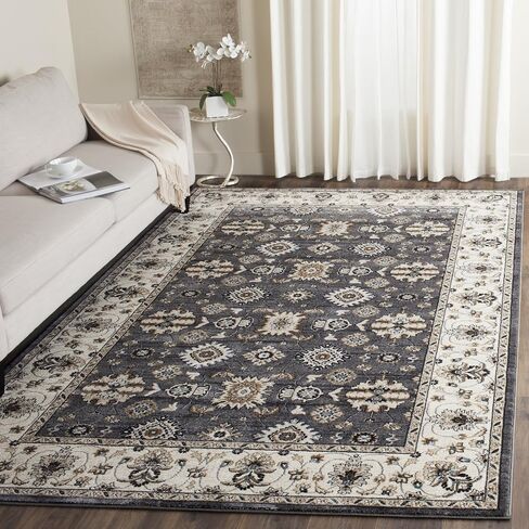 سجادة SAFAVIEH Lyndhurst Collection - 2'3" x 8'، رمادي وكريمي، تصميم شرقي تقليدي، لا يتساقط ويسهل العناية به، مثالي للمناطق ذات الحركة العالية في غرفة المعيشة وغرفة النوم (LNH332G) in Saudi Arabia