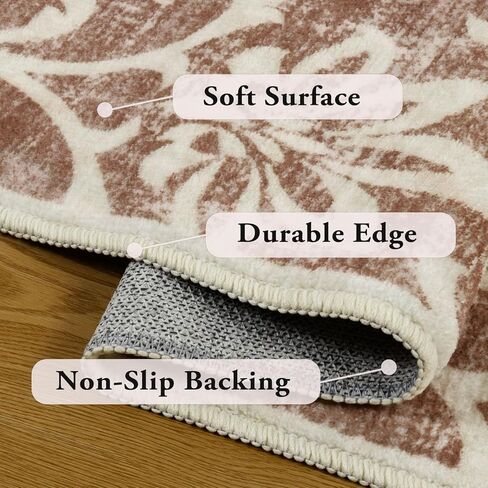 Lanffia سجادة عداء قابلة للغسل مقاس 2 × 8 بوصة، سجادة عداء المدخل الأزهار للمطبخ غير قابلة للانزلاق سجادة منخفضة الوبر رمادية ناعمة من الصوف الصناعي لغرفة النوم سجادة عتيقة طويلة جدًا لغسيل الممرات والمدخل in Kuwait