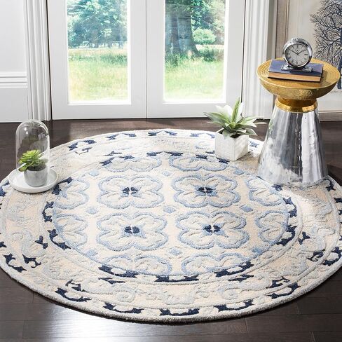 Safavieh Bella Collection BEL154A Handmade Premium Wool & Viscose Runner, 2'3" x 7', Ivory/Blue in Saudi Arabia