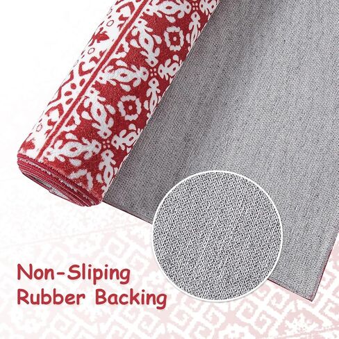 Christmas Area Rug 2x3 Red Snowflake Plaid Decorative Doormat Entryway Kitchen Washable Non Slip Soft Low Pile Small Carpet for Living Room Bedroom Entrance Dining Room Bathroom in Kuwait