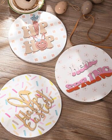 WDS عجب 3PCS عيد الفصح الباب شنقا الزينة 3D خشبية مرحبا الربيع علامة زهرة جدار ديكور الأرنب شماعات للباب الأمامي جدار الفن نافذة المنزل إكليل داخلي في الهواء الطلق مزرعة in Kuwait