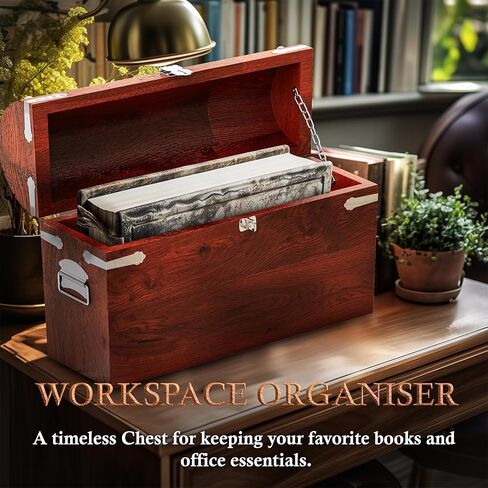 صندوق كنز القراصنة المصنوع يدويًا من Vizayo مع قفل ومفاتيح - صندوق تخزين خشبي عتيق مقاس 16 × 12 بوصة مع غطاء مفصلي - صندوق تخزين عتيق مزخرف مصنوع من خشب المانجو الصلب والقوي (أسود) in Kuwait