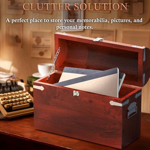 صندوق كنز القراصنة المصنوع يدويًا من Vizayo مع قفل ومفاتيح - صندوق تخزين خشبي عتيق مقاس 16 × 12 بوصة مع غطاء مفصلي - صندوق تخزين عتيق مزخرف مصنوع من خشب المانجو الصلب والقوي (أسود) in Kuwait