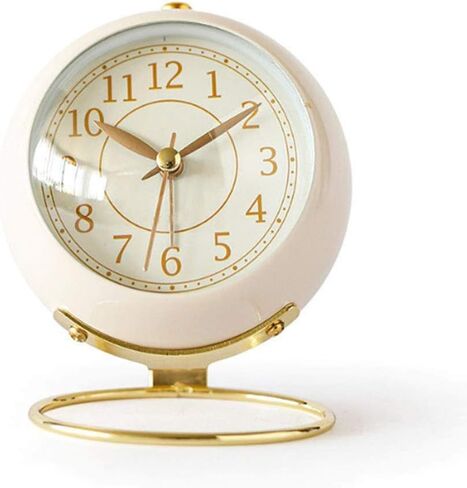 thjsvy Small Table Clocks Vintage Decorative Desk Clocks Non-Ticking Tabletop Alarm Clock for Bedroom/Living Room/Kitchen/Office/Classroom (White) in Saudi Arabia