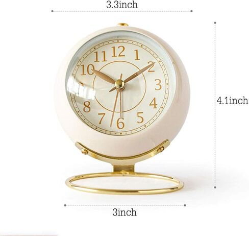 thjsvy Small Table Clocks Vintage Decorative Desk Clocks Non-Ticking Tabletop Alarm Clock for Bedroom/Living Room/Kitchen/Office/Classroom (White) in Saudi Arabia