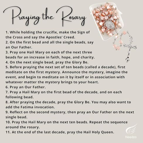 سبحة كاثوليكية بينك مع صندوق على شكل محفظة مريم العذراء، خرز صلاة على شكل قلب ديني، هدايا ملهمة للنساء، 20 انش، 20 انش، 20 انش، زنك، بدون احجار كريمة in Kuwait