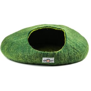 Yeti Pet Cave Pet Bed for Cats and Small Dogs, 100% New Zealand Wool, Red