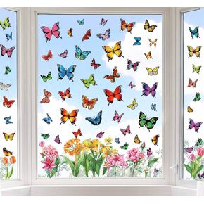 Whaline 9 Sheets Colorful Butterfly Window Clings Double-Sided Anti-Collision Window Decals to Prevent Bird Strikes on Window Glass Non-Adhesive Static Butterfly Cling Stickers for Home Window Glass in Kuwait