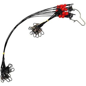 Fishing Leader Saltwater Fishing Rigs Fishing Bottom Rigs High Strength Surf Fishing Rigs Steel Leaders Wire Fishing Wire Rig Fishing Leaders with Swivel Snaps Beads 1Arm / 2Arm