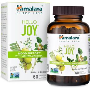 Himalaya Hello Joy Herbal Supplement, with Ashwagandha, Amla, Bacopa, Holy Basil/Tulsi, Positive Outlook, Supports Motivation, Stress Relief, Balanced Cortisol, Non-GMO, Vegan, 60 Capsules in Saudi Arabia