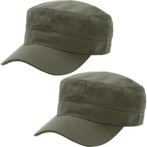 2 Pack Cadet Army Cap Military Hat for Men Women Adjustable Cotton Flat Top in Kuwait