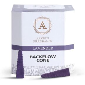 Aakriti Gallery Backflow Natural Incense Waterfall Cones Unique Shape for Backflow Incense for Prayer, Meditation, Relaxation Burner Holder (25 pcs) (Lavender, Step Pyramid)
