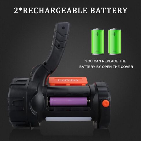 مصباح يدوي LED قابل لاعادة الشحن فائق السطوع 6000 لومن عالي الطاقة للتخييم والمشي لمسافات طويلة والصيد والعمل والمنزل in Kuwait