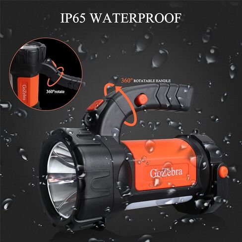 مصباح يدوي LED قابل لاعادة الشحن فائق السطوع 6000 لومن عالي الطاقة للتخييم والمشي لمسافات طويلة والصيد والعمل والمنزل in Kuwait