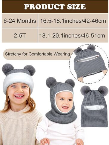 Cooraby 4 Pack Baby Toddler Winter Hat Toddler Hat Scarf Knitted Beanie with Neck Pompom Fleece Lined Earflap for Girl Boy in Saudi Arabia