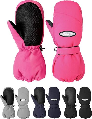 Hicarer 4 Pairs Kids Ski Mittens Toddler Waterproof Snow Gloves Winter Warm Snowboard Mittens for Cold Weather Outdoor in Saudi Arabia