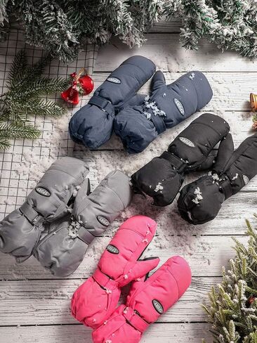 Hicarer 4 Pairs Kids Ski Mittens Toddler Waterproof Snow Gloves Winter Warm Snowboard Mittens for Cold Weather Outdoor in Saudi Arabia