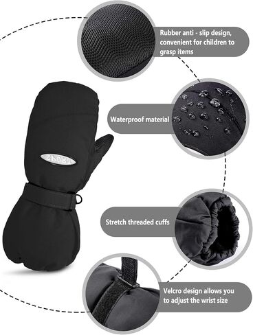 Hicarer 4 Pairs Kids Ski Mittens Toddler Waterproof Snow Gloves Winter Warm Snowboard Mittens for Cold Weather Outdoor in Saudi Arabia