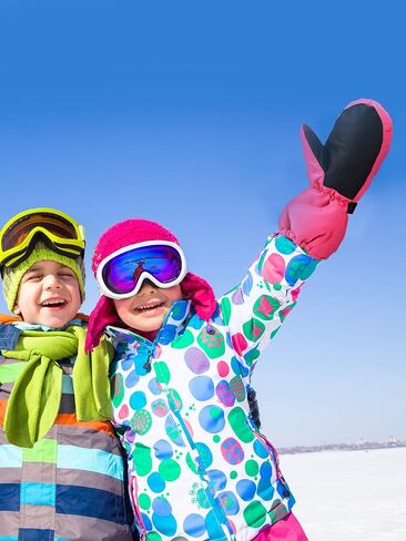 Hicarer 4 Pairs Kids Ski Mittens Toddler Waterproof Snow Gloves Winter Warm Snowboard Mittens for Cold Weather Outdoor in Saudi Arabia