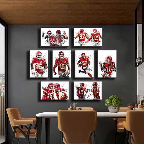 HOUKIG Patrick Mahomes Tyreek Hill Travis Kelce Chris Jones Poster - 8x12 Inch Canvas Prints (Unframed, 8 Piece Set) in Kuwait