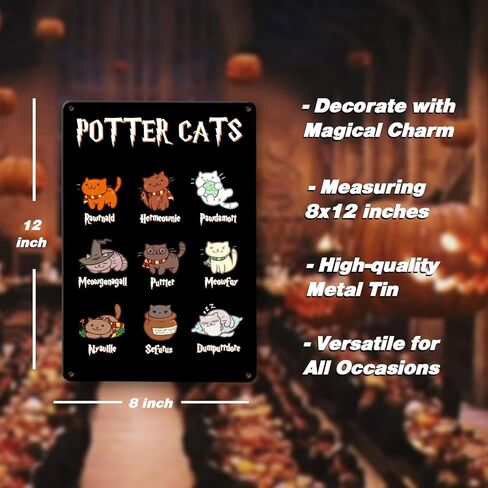 هدايا ملصق القطط من Yoqinsai لديكور الغرفة، ملصق من القصدير المعدني بوتر هدايا للنساء، هدايا لمحبي القطط| 8 × 12 بوصة، لافتة معدنية من القصدير in Kuwait