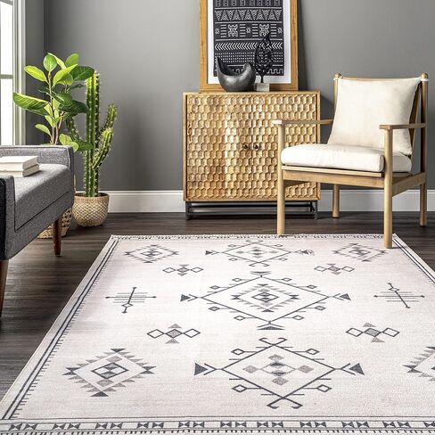 سجادة nuLOOM Evalyn Southwestern قابلة للغسل في الغسالة، رفيعة للغاية، 3' x 5'، أزرق داكن in Kuwait