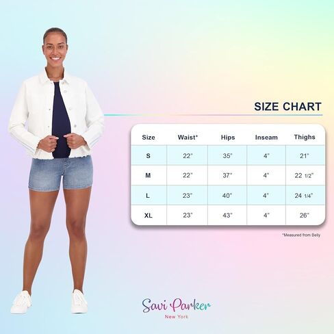 Savi Parker Women's Knit Denim Maternity Shorts Over Belly - 4" Inseam in Kuwait