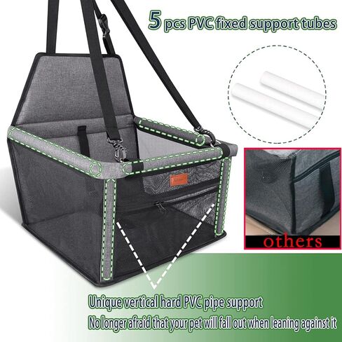 Alfheim Dog Car Booster Seat Travel Carrier with Safety Leash and Buckle Breathable Washable Storage Pocket Dog Seat for Small Dog in Kuwait