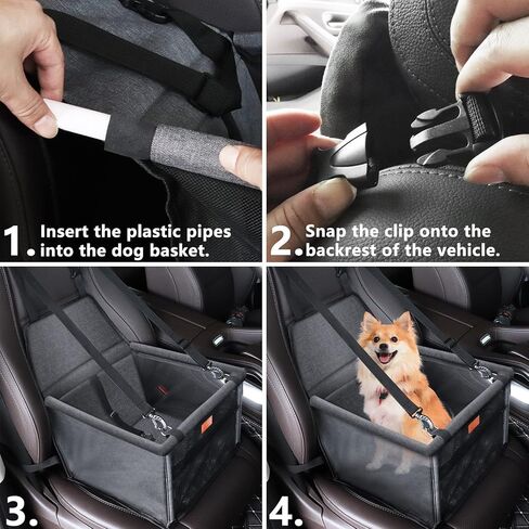 Alfheim Dog Car Booster Seat Travel Carrier with Safety Leash and Buckle Breathable Washable Storage Pocket Dog Seat for Small Dog in Kuwait