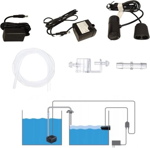Eyes.sys Smart ATO System for Aquarium Auto Top Off Refiller System Water Refiller Water Level Controller with Quiet Submersible Pump + Sensor + Magnetic Mount for Fish Tank, Black in Kuwait