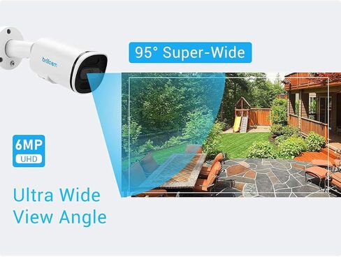 كاميرا Brillcam PoE، كاميرا IP بدقة 6 ميجابكسل، رؤية ليلية 100 قدم، كاميرا أمان خارجية، عدسة 2.8 مم، مقاومة للطقس IP67، فتحة ميكروفون/SD مدمجة، بطاقة SD سعة 128 جيجابايت (غير متضمنة)، اكتشاف الإنسان/الحركة in Kuwait