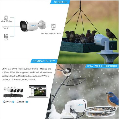 كاميرا Brillcam PoE، كاميرا IP بدقة 6 ميجابكسل، رؤية ليلية 100 قدم، كاميرا أمان خارجية، عدسة 2.8 مم، مقاومة للطقس IP67، فتحة ميكروفون/SD مدمجة، بطاقة SD سعة 128 جيجابايت (غير متضمنة)، اكتشاف الإنسان/الحركة in Kuwait