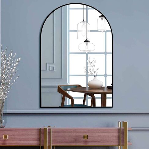 مرايا الغرور مقاس 24 × 36 بوصة للحمام وغرفة النوم وغرفة المعيشة مثبتة على الحائط، مرايا حائط عمودية سوداء in Kuwait