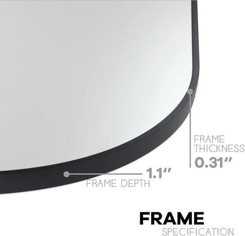 مرايا الغرور مقاس 24 × 36 بوصة للحمام وغرفة النوم وغرفة المعيشة مثبتة على الحائط، مرايا حائط عمودية سوداء in Kuwait