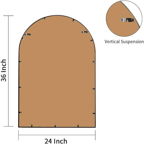 مرايا الغرور مقاس 24 × 36 بوصة للحمام وغرفة النوم وغرفة المعيشة مثبتة على الحائط، مرايا حائط عمودية سوداء in Kuwait