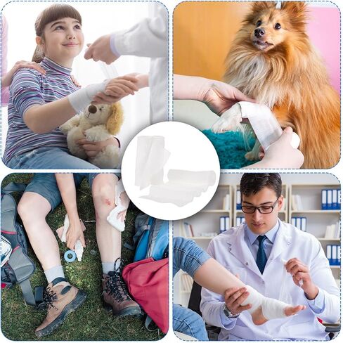 60 حزمة من لفات الشاش مقاس 10.16 سم × 4 ياردات، ضمادة شاش ممدودة بشكل فردي، لفافات شاش قابلة للتنفس للعناية بالجسم، باللون الأبيض in Kuwait