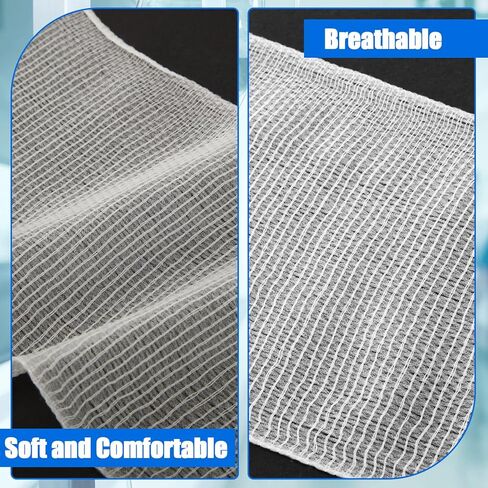 60 حزمة من لفات الشاش مقاس 10.16 سم × 4 ياردات، ضمادة شاش ممدودة بشكل فردي، لفافات شاش قابلة للتنفس للعناية بالجسم، باللون الأبيض in Kuwait