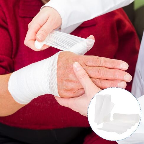 60 حزمة من لفات الشاش مقاس 10.16 سم × 4 ياردات، ضمادة شاش ممدودة بشكل فردي، لفافات شاش قابلة للتنفس للعناية بالجسم، باللون الأبيض in Kuwait