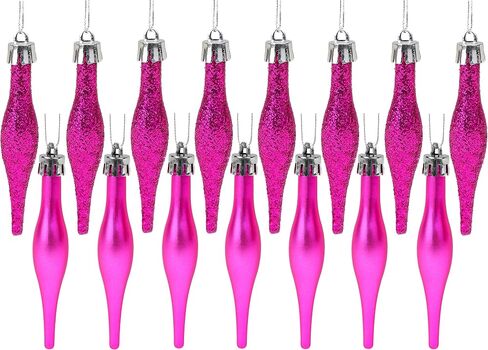 Christmas Concepts® Pack of 15-8.5cm Droplet Baubles - Matte & Glitter Design - Christmas Ornaments (Hot Pink) in Saudi Arabia