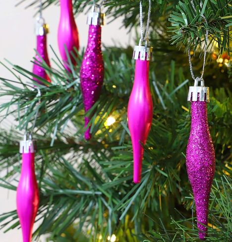 Christmas Concepts® Pack of 15-8.5cm Droplet Baubles - Matte & Glitter Design - Christmas Ornaments (Hot Pink) in Saudi Arabia