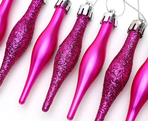 Christmas Concepts® Pack of 15-8.5cm Droplet Baubles - Matte & Glitter Design - Christmas Ornaments (Hot Pink) in Saudi Arabia