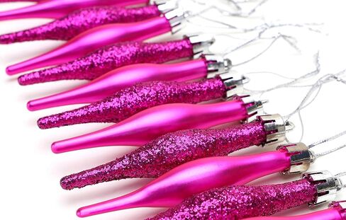 Christmas Concepts® Pack of 15-8.5cm Droplet Baubles - Matte & Glitter Design - Christmas Ornaments (Hot Pink) in Saudi Arabia